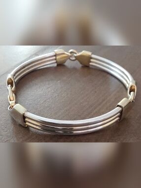 STERLING SILVER BRACELET WITH GOLD ACCENTS 19.35 Grams